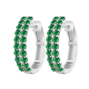 LADIES EARRINGS 1.88CT ROUND/EMERALD DIAMOND 14K YELLOW GOLD (EMERALD DIAMOND 1.80CT)