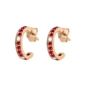 LADIES EARRINGS 0.55CT ROUND/RUBY DIAMOND 14K ROSE GOLD (ROUND DIAMOND 0.45CT)