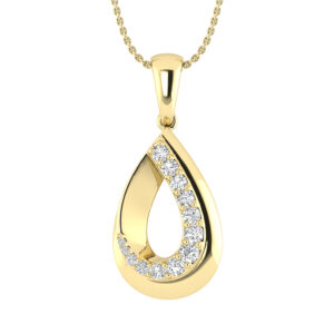 LADIES PENDANT WITH CHAIN 0.25CT ROUND DIAMOND 10K YELLOW GOLD