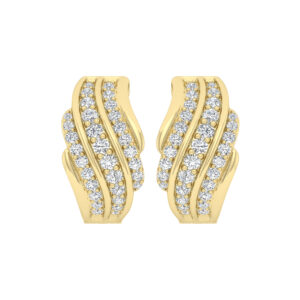 LADIES EARRINGS 0.50CT ROUND DIAMOND 14K YELLOW GOLD