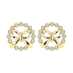 LADIES EARRINGS 0.25CT ROUND DIAMOND 10K YELLOW GOLD
