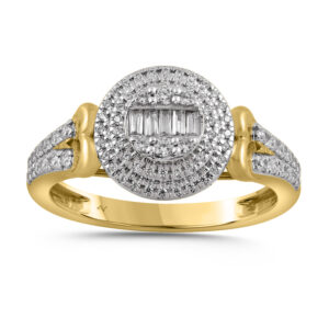 LADIES RING 0.33CT ROUND/BAGUETTE DIAMOND 10K YELLOW GOLD