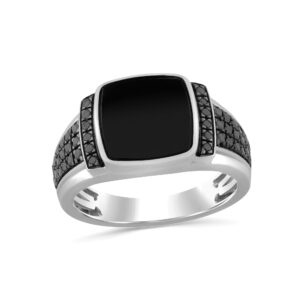 MEN'S RING 0.50CT ROUND/CUSHION DIAMOND 10K WHITE GOLD