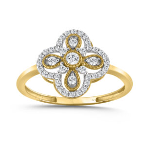 LADIES RING 0.25CT ROUND DIAMOND 10K YELLOW GOLD