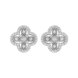 LADIES EARRINGS 0.33CT ROUND DIAMOND 10K WHITE GOLD