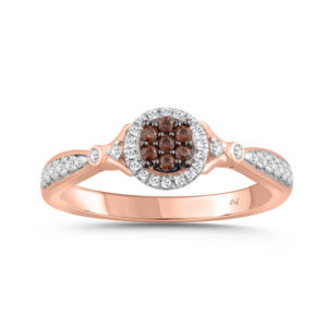 LADIES RING 0.25CT ROUND/DARK BROWN DIAMOND 10K ROSE GOLD