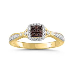 LADIES RING 0.25CT ROUND/DARK BROWN DIAMOND 10K YELLOW GOLD