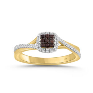 LADIES RING 0.25CT ROUND/DARK BROWN DIAMOND 10K YELLOW GOLD