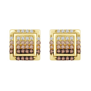 LADIES EARRINGS 0.50CT ROUND DIAMOND 10K YELLOW GOLD