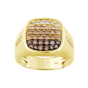 MEN'S RING 1.00CT ROUND DIAMOND 10K YELLOW GOLD