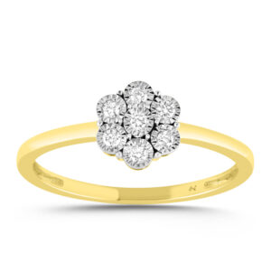 LADIES RING 0.10CT ROUND DIAMOND 10K YELLOW GOLD