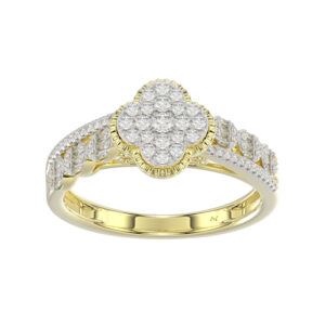 LADIES RING 0.33CT ROUND/BAGUETTE DIAMOND 10K YELLOW GOLD