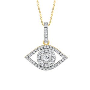 LADIES PENDANT WITH CHAIN 0.33CT ROUND DIAMOND 10K YELLOW GOLD