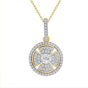 LADIES PENDANT WITH CHAIN 0.20CT ROUND DIAMOND 10K YELLOW GOLD