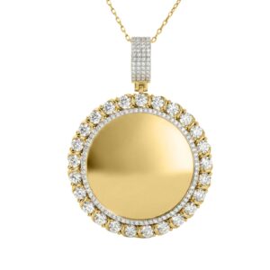MEN'S CHARM PENDANT 0.75CT ROUND DIAMOND 10K YELLOW GOLD