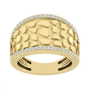 Men’S 10K Yellow Gold Diamond Nugget Ring 0.50Ct Round Diamond,Stylish Men’S Wedding & Fashion Ring