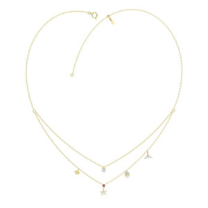 LADIES NECKLACE 0.16CT ROUND/PEARL DIAMOND 14K YELLOW GOLD