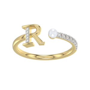 LADIES RING 0.10CT ROUND/PEARL DIAMOND 10K YELLOW GOLD