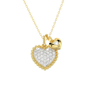 10K YELLOW GOLD HEART FASHION PENDANT WITH CHAIN FOR LADIES 0.33CT ROUND DIAMOND