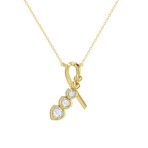 10K YELLOW GOLD 0.10CT ROUND LADIES FASHION PENDANT WITH CHAIN