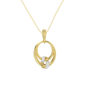 10K YELLOW GOLD FASHION PENDANT WITH CHAIN FOR LADIES 0.5CT ROUND DIAMOND