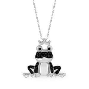 LADIES PENDANT 0.15CT ROUND BLACK DIAMOND STERLING SILVER