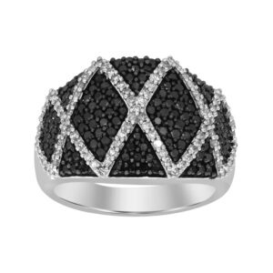 LADIES BAND 1.00CT ROUND BLACK DIAMOND 10K WHITE GOLD