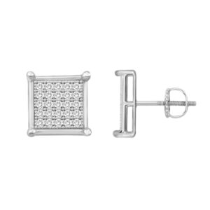 LADIES EARRINGS 0.16CT ROUND DIAMOND 10K WHITE GOLD