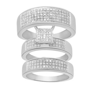 LADIES TRIOS SET 0.70CT ROUND DIAMOND 10K WHITE GOLD