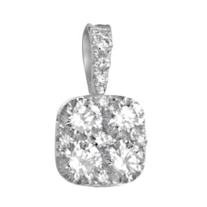 LADIES PENDANT 1.15CT ROUND DIAMOND 14K WHITE GOLD