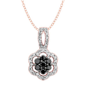 LADIES PENDANT 0.30CT ROUND BLACK DIAMOND 10K ROSE GOLD