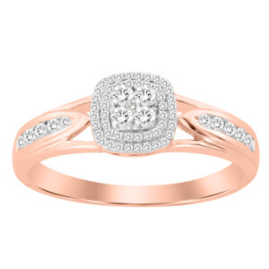 LADIES RING 0.30CT ROUND DIAMOND 10K ROSE GOLD
