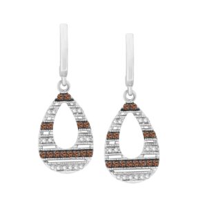 LADIES EARRINGS 0.15CT ROUND DARK BROWN DIAMOND STERLING SILVER