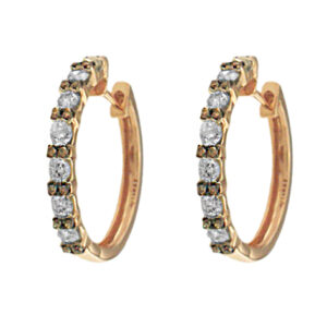 LADIES EARRING 1.00CT DARK BROWN/BLUE/ROUND DIAMOND 14K ROSE GOLD