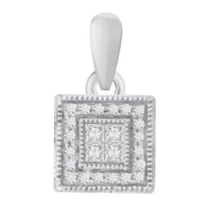 LADIES PENDANT 0.10CT ROUND/PRINCESS DIAMOND 10K WHITE GOLD