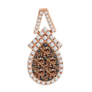 LADIES PENDANT 1.00CT ROUND/CHOCOLATE DIAMOND 10K ROSE GOLD