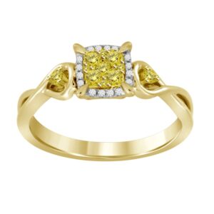LADIES RING 0.25CT ROUND CANARY DIAMOND 10K YELLOW GOLD