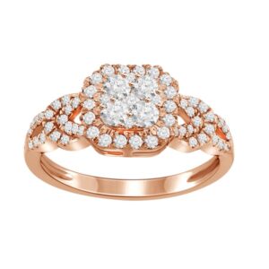 LADIES RING 0.55CT ROUND DIAMOND 14K ROSE GOLD
