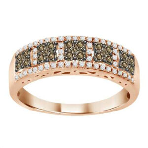 LADIES RING 0.50CT DARK BROWN/ROUND DIAMOND 14K ROSE GOLD
