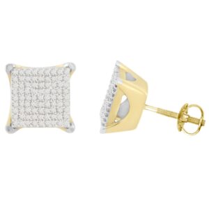 LADIES EARRINGS 0.35CT ROUND DIAMOND YELLOW GOLD/STERLING SILVER