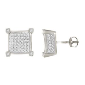 LADIES EARRINGS 0.45CT ROUND DIAMOND 10K WHITE GOLD