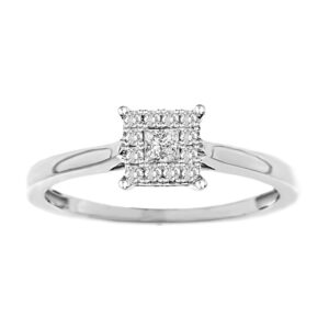 LADIES  RING 0.15CT ROUND/PRINCESS DIAMOND 14K WHITE GOLD