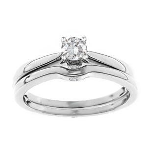 LADIES RING 0.25CT ROUND DIAMOND 14K WHITE GOLD