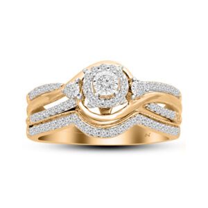 LADIES BRIDAL SET 0.33CT ROUND DIAMOND 10K YELLOW GOLD