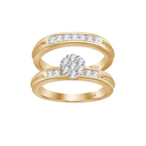 LADIES BRIDAL SET 0.60CT ROUND DIAMOND 10K YELLOW GOLD