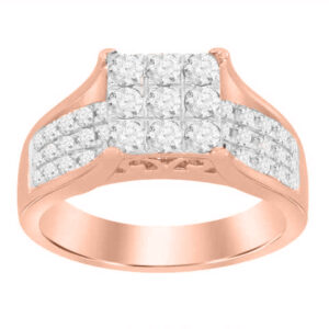 LADIES RING 1.00CT ROUND DIAMOND 10K ROSE GOLD