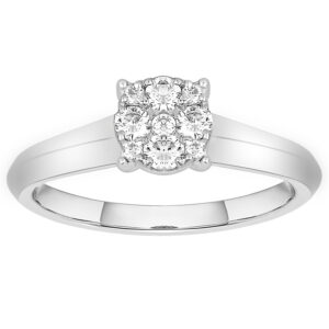 LADIES ENGAGEMENT RING 0.25CT ROUND DIAMOND 10K WHITE GOLD