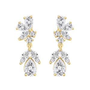 LADIES EARRINGS 4CT ROUND/MARQUISE/PEAR DIAMOND 14K YELLOW GOLD
