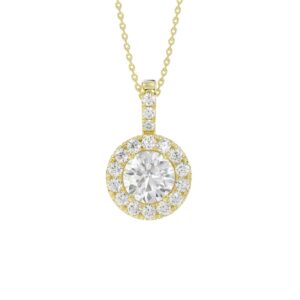 LADIES PENDANT WITH CHAIN 2 3/4CT ROUND DIAMOND 14K YELLOW GOLD (CENTER STONE ROUND DIAMOND 2CT )