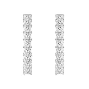 LADIES HOOP EARRINGS 9CT PRINCESS DIAMOND 14K WHITE GOLD